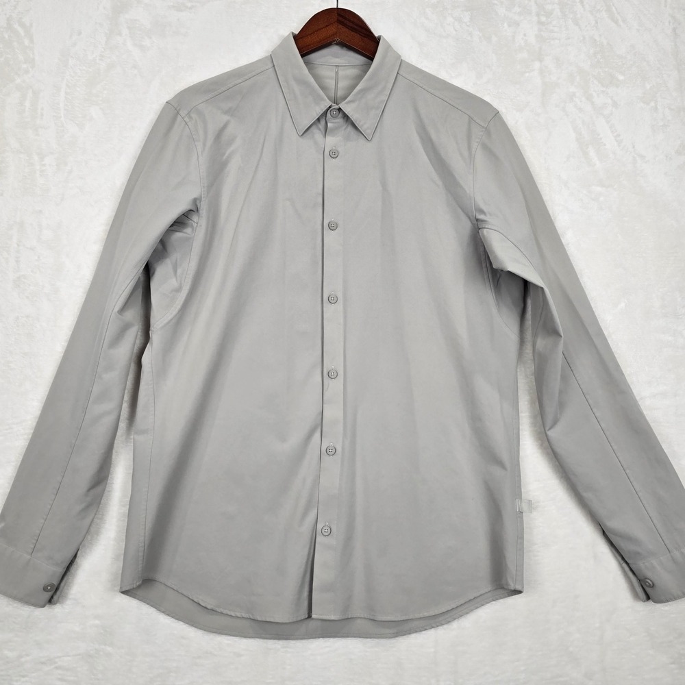 Lululemon Mens Long Sleeve Shirt Light Grey Technical Button Down size medium